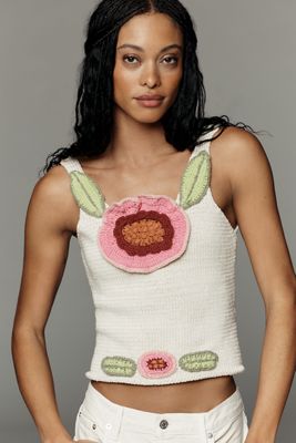 Maeve Floral Embroidered Knit Tank | Anthropologie