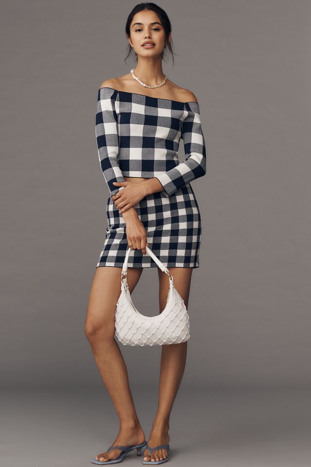 SER.O.YA Off-the-Shoulder Gingham Pullover Sweater #2