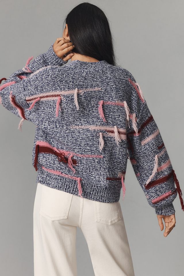 Joie Aksana Fringe Stripe Cardigan Sweater #3