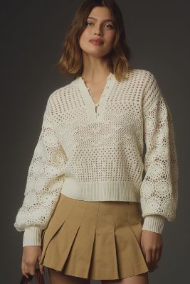 Joie Carem Pointelle Oversized Sweater In White
