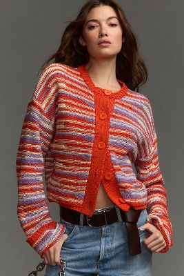 Shop Joie Crochet Cardigan Sweater In Orange