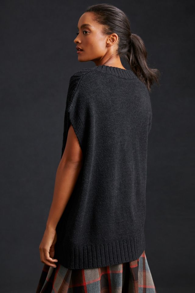 By Anthropologie Oversized Cable-Knit Sweater Vest #3