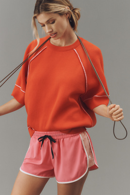 Pilcro The Oaklyn Cozy Crew-neck Sweatshirt By : Short-sleeve Edition In Red