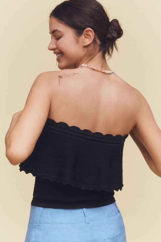 By Anthropologie Knit Ruffle Tube Top #1