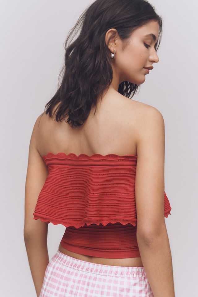 By Anthropologie Knit Ruffle Tube Top #1