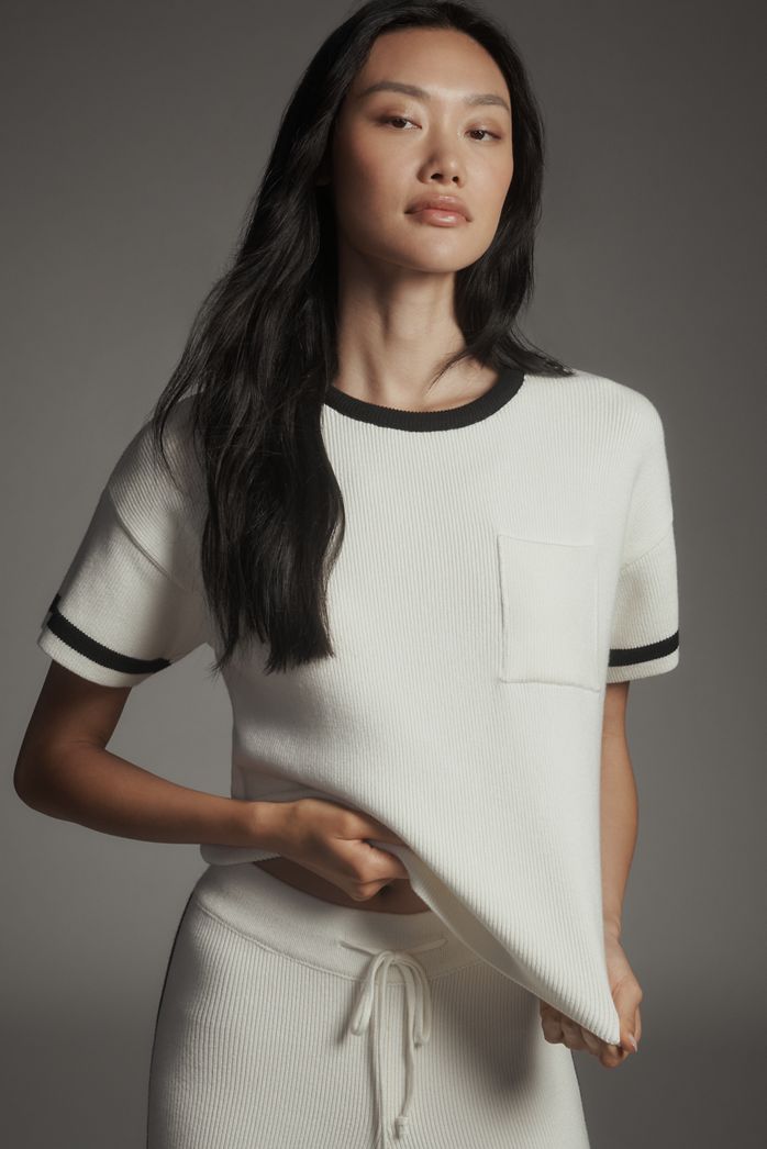 Maeve Crew-Neck Boxy Knit T-Shirt