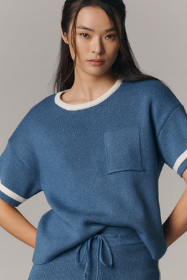 Maeve Crew-neck Boxy Sweater Tee In Blue