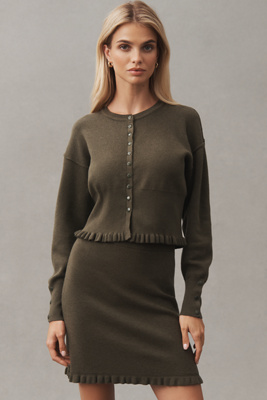 Pilcro Crew-Neck Fitted-Waist Cardigan