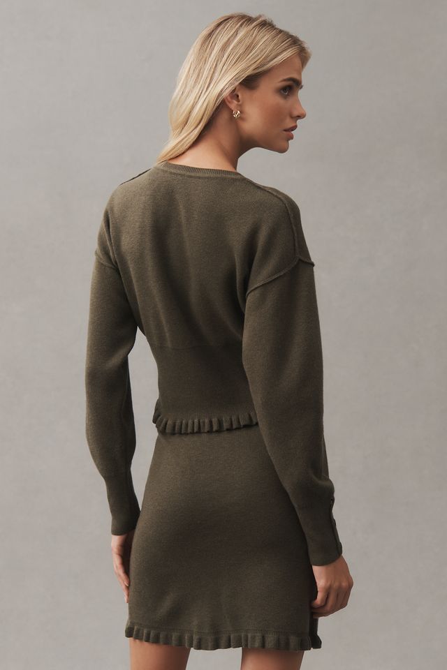 Pilcro Crew-Neck Fitted-Waist Cardigan Sweater