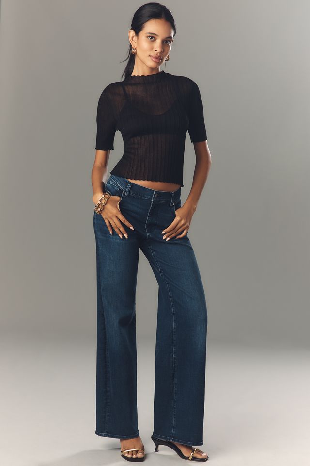 By Anthropologie Short-Sleeve Mock-Neck Sheer Sweater #4