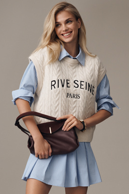 Maeve Graphic Cable-knit Sweater Vest In White