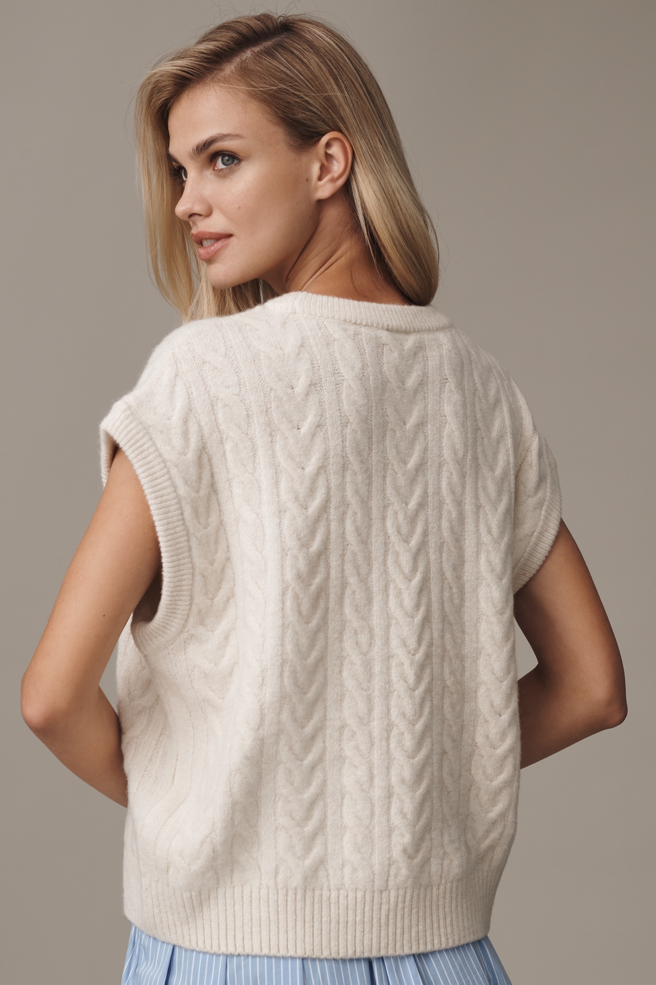Maeve Graphic Cable-Knit Sweater Vest
