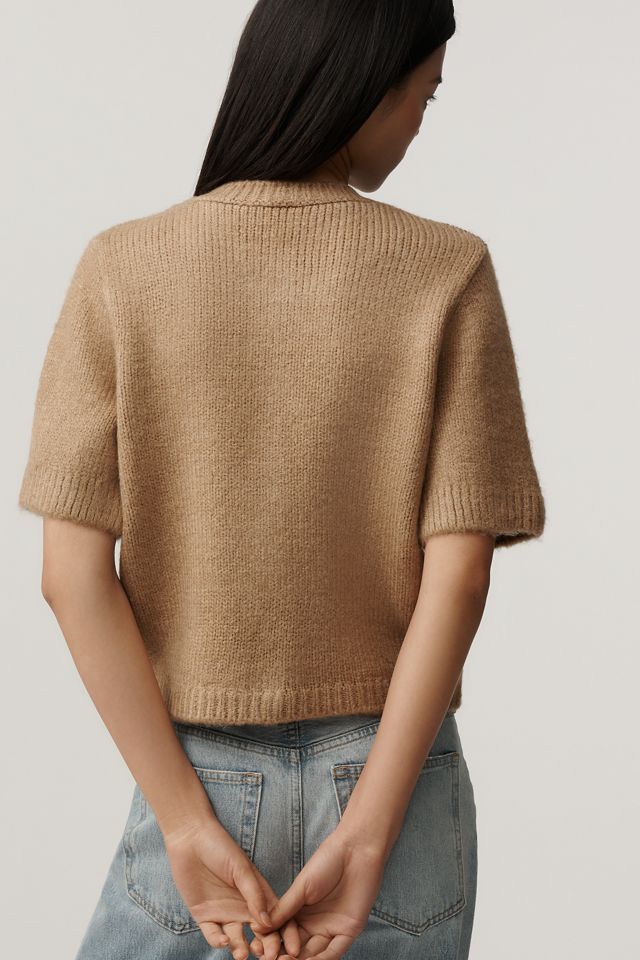 Maeve Short-Sleeve Bow Cardigan Sweater #1