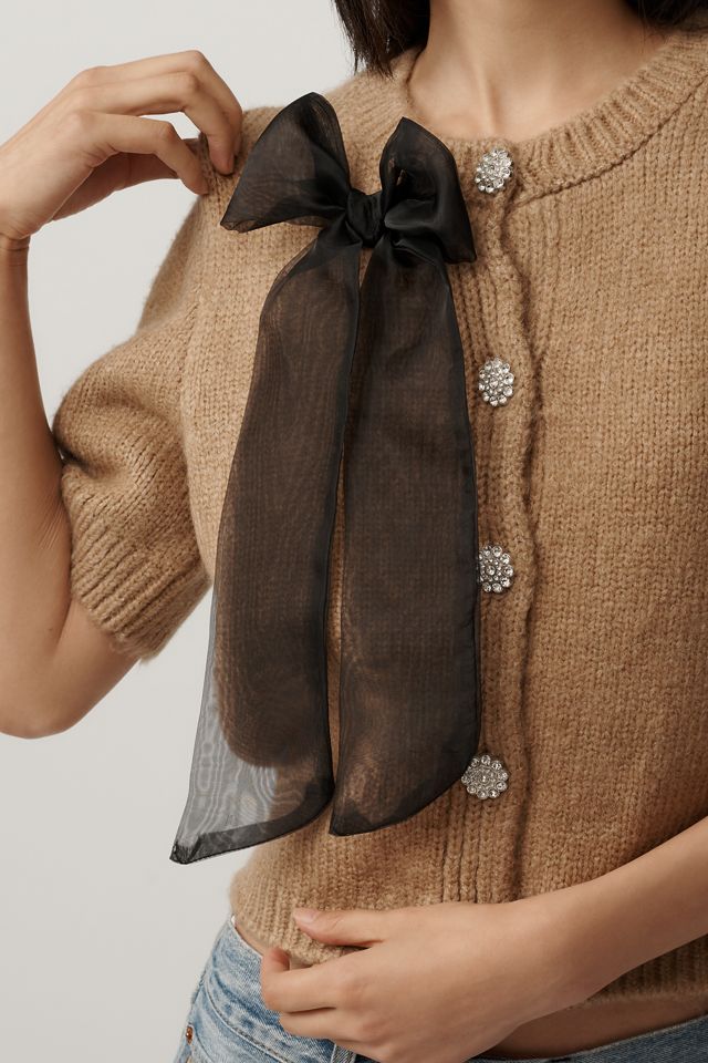 Maeve Short-Sleeve Bow Cardigan Sweater #2
