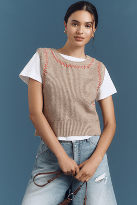 Pilcro Twofer Zig-zag Sweater Vest In Neutral