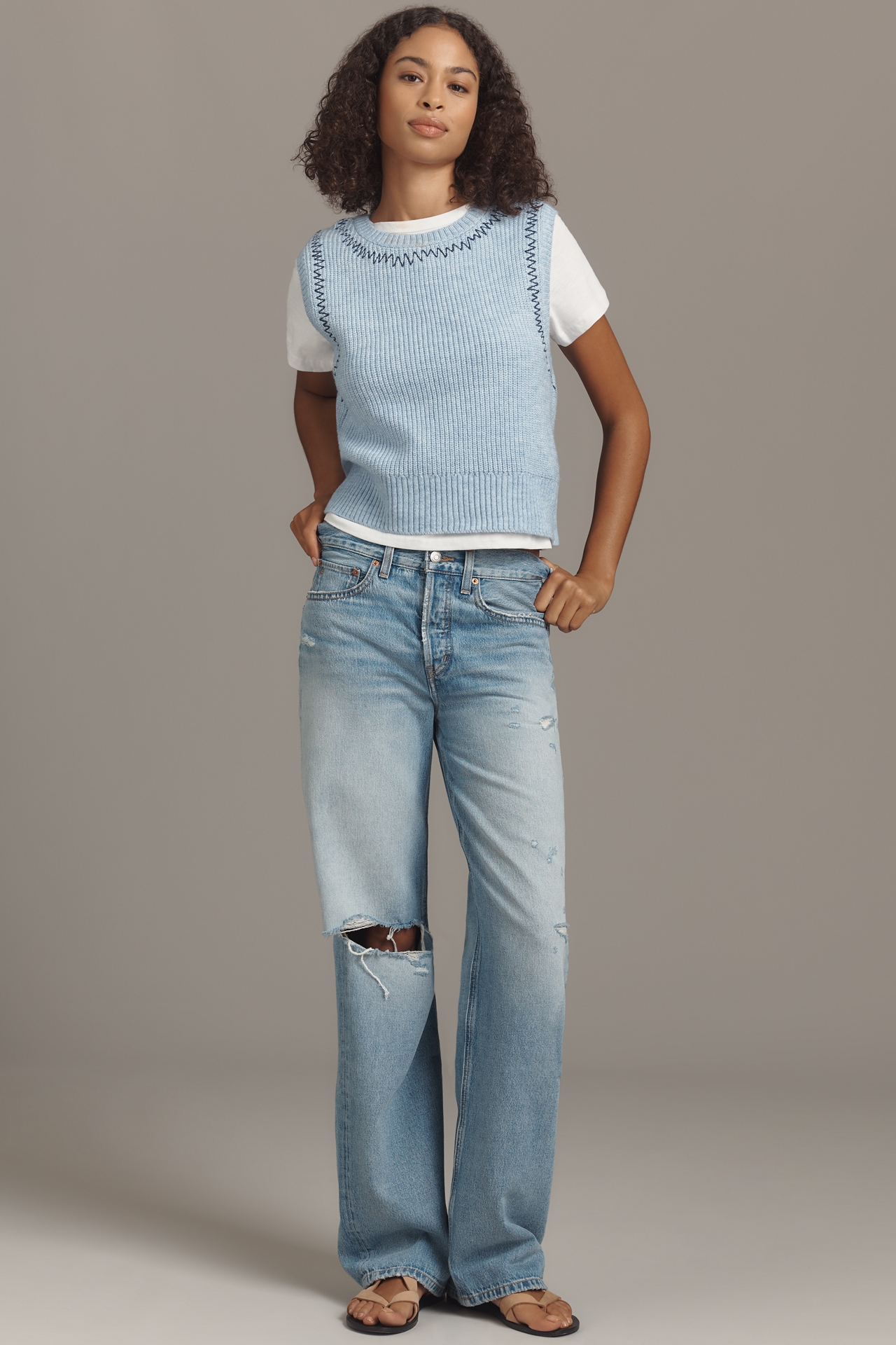 Pilcro Twofer Zig-Zag Sweater Vest