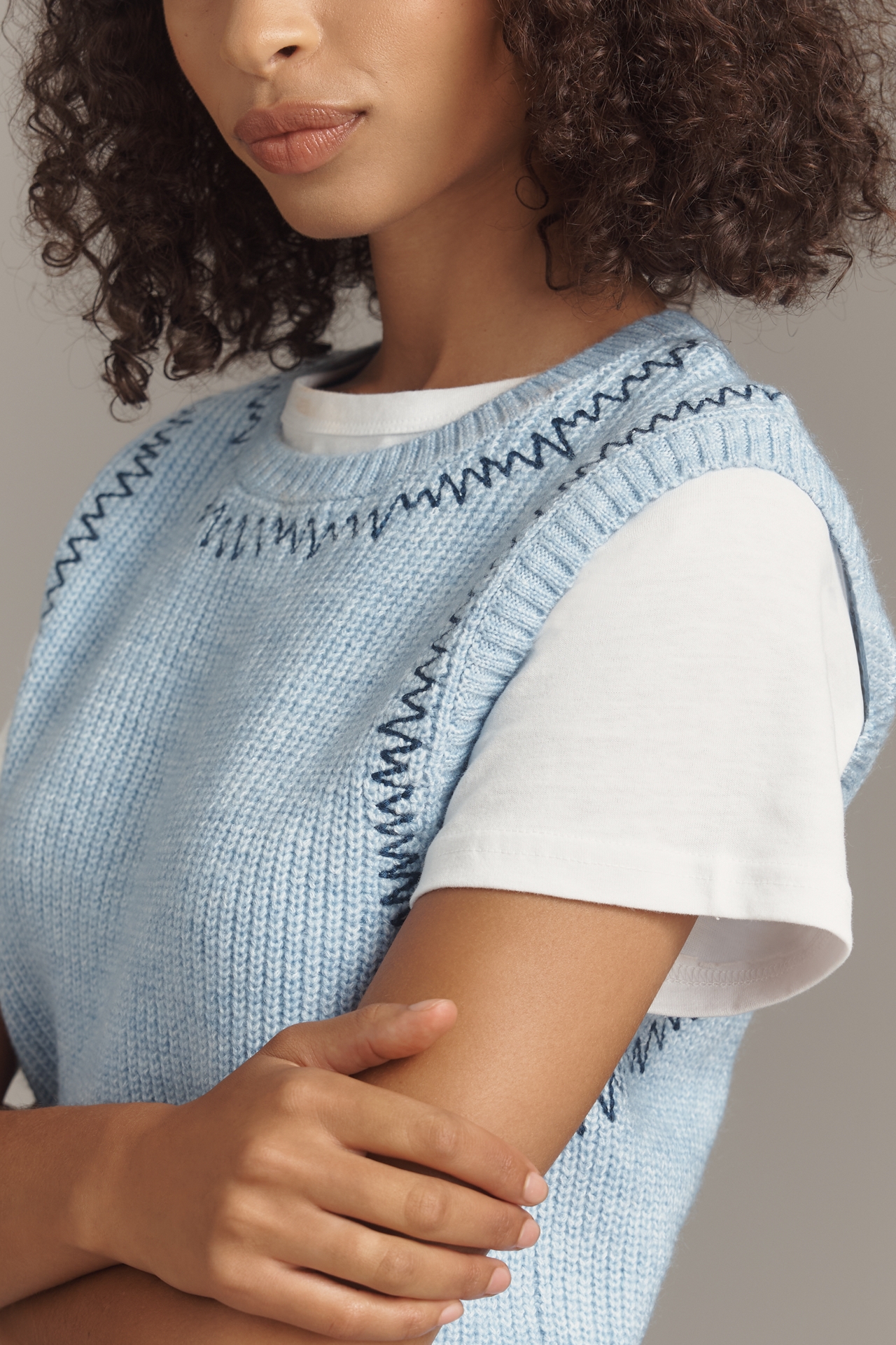 Pilcro Twofer Zig-Zag Sweater Vest
