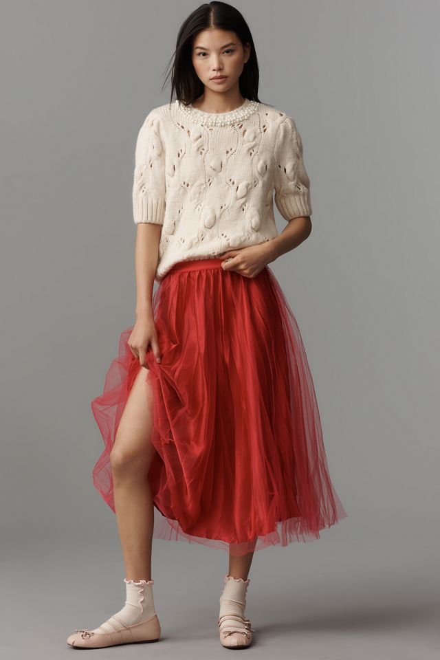 Maeve Pearl Necklace Cable Sweater Tee #3