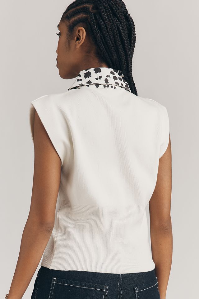 Maeve Collared Denim Muscle Sweater Vest #2