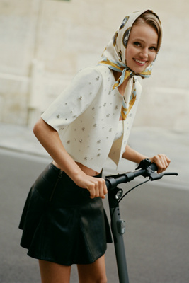 Maeve Short-sleeve Embellished Crop Cardigan Sweater In White