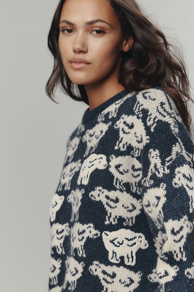 Maeve Crew-Neck Sheep Motif Jumper #2