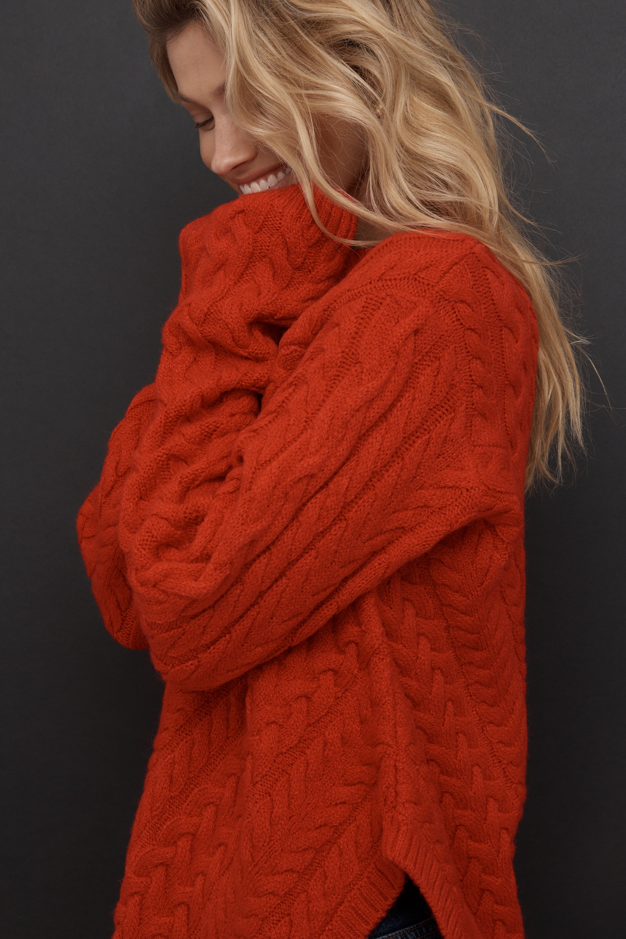 Maeve Crew-Neck Asymmetric Cable-Knit Sweater