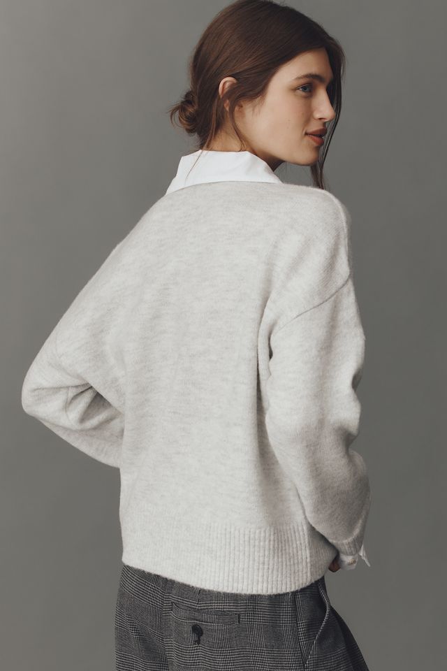 Maeve Embroidered Collared V-Neck Sweater #2