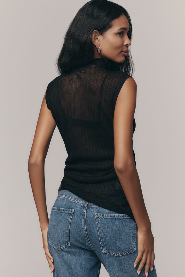 Pilcro Sheer Sleeveless Knit Top #1