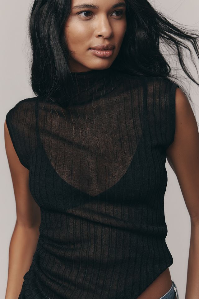 Pilcro Sheer Sleeveless Knit Top #2