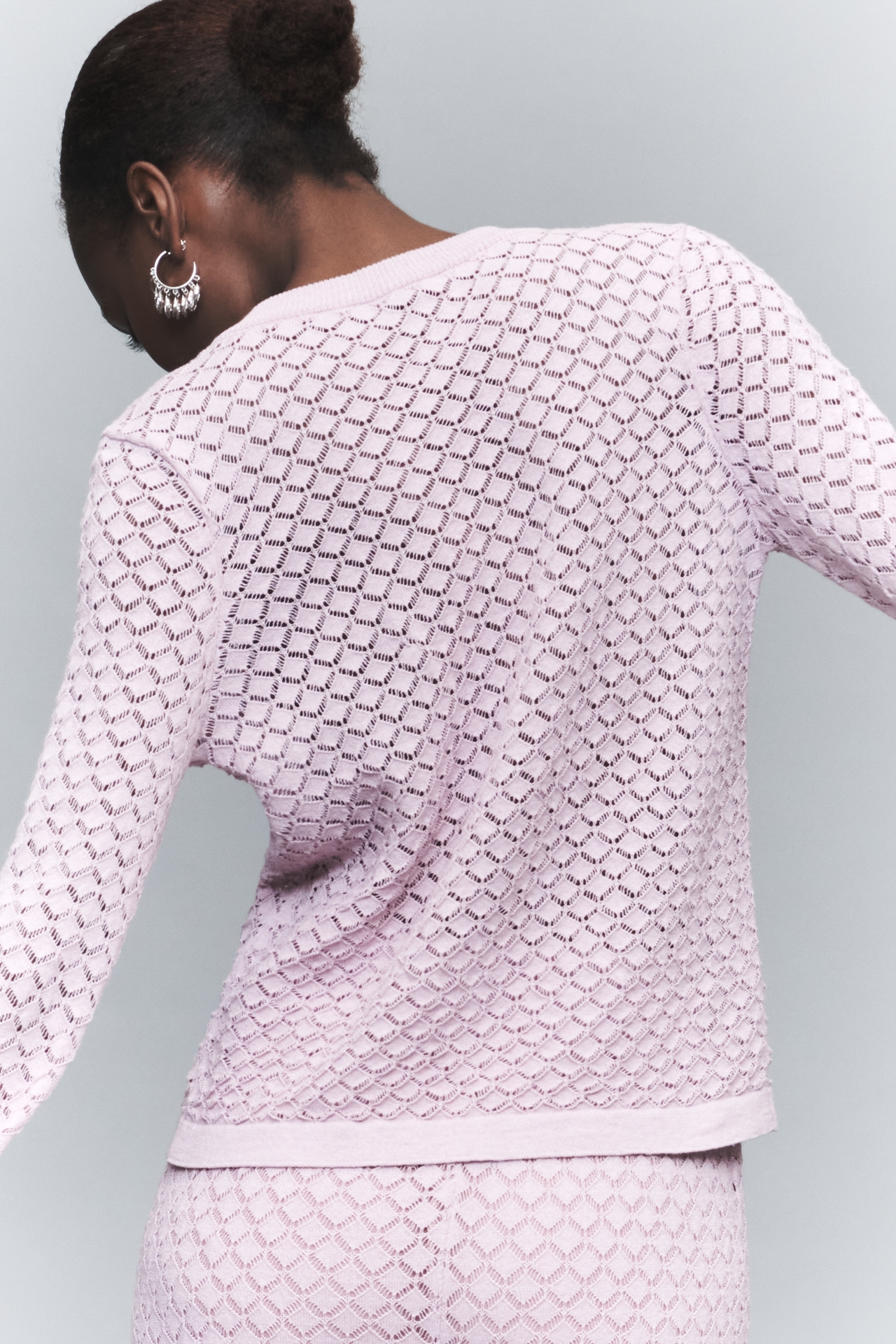 By Anthropologie Pointelle Crew-Neck Cardigan Sweater