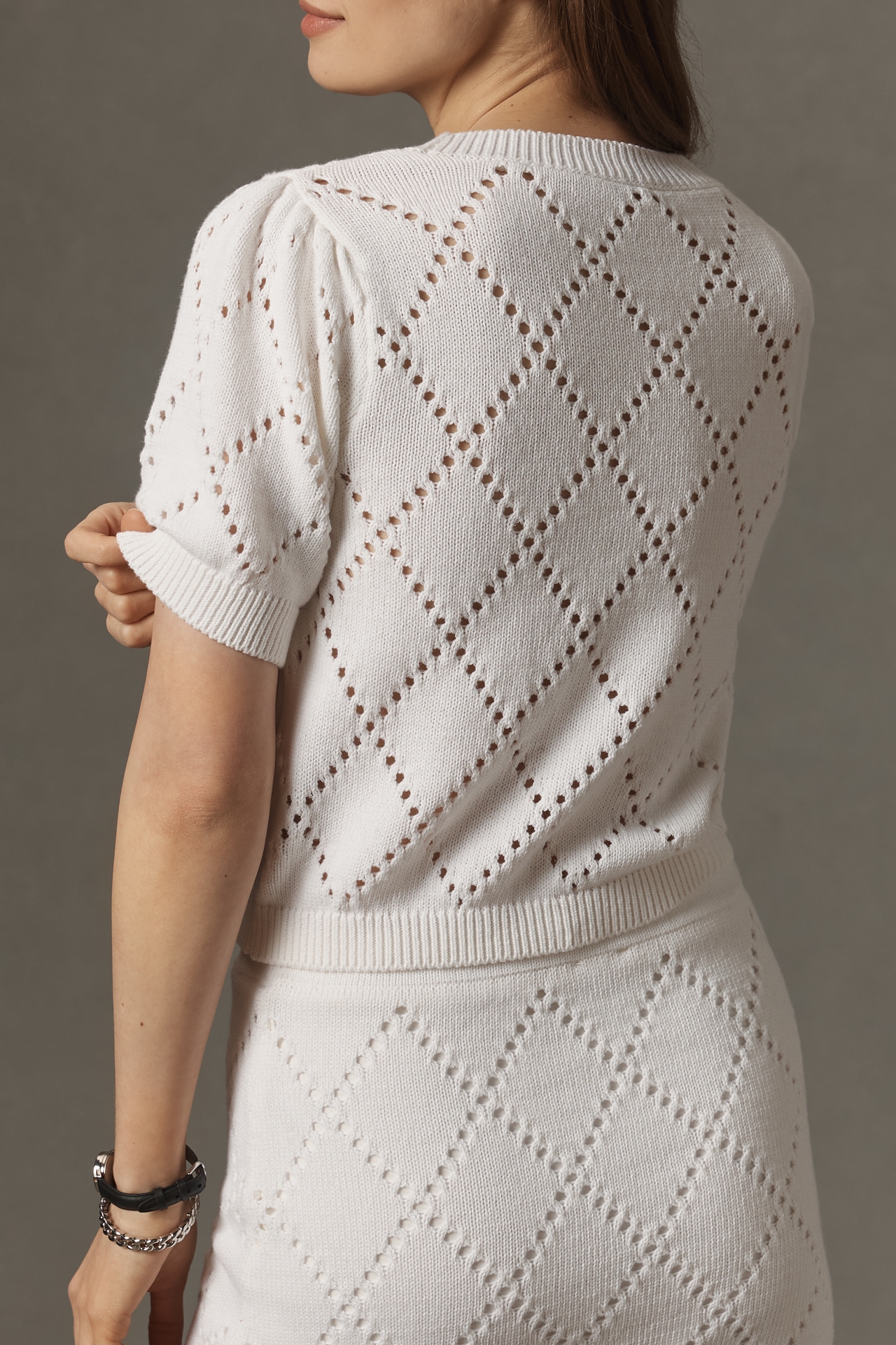 Maeve Short-Sleeve 3D Floral Embellished Sweater