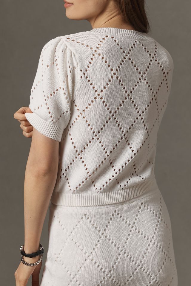 Maeve Short-Sleeve 3D Floral Embellished Sweater #1