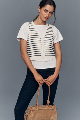 Striped Vest T-Shirt Twofer Top