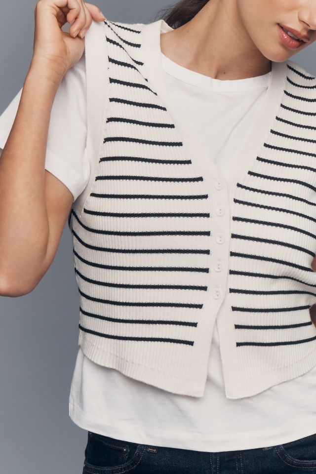 Maeve Striped Vest T-Shirt Twofer Top | Anthropologie