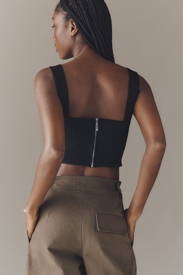 By Anthropologie Sleeveless V-Neck Cropped Sweater Tank #3