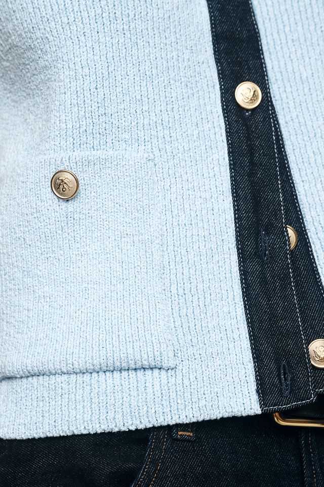 Maeve Sleeveless Denim Mixed-Media Sweater Vest #2