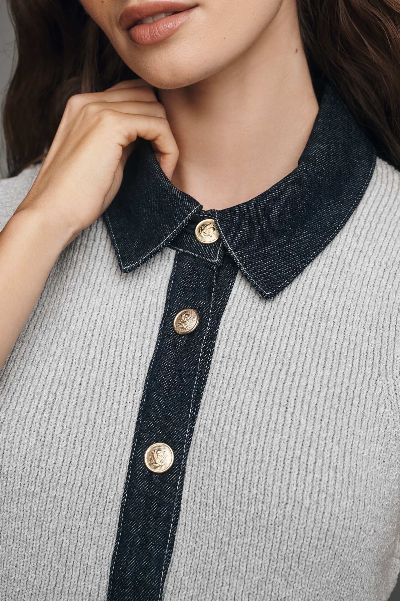 Maeve Sleeveless Denim Mixed-Media Sweater Vest