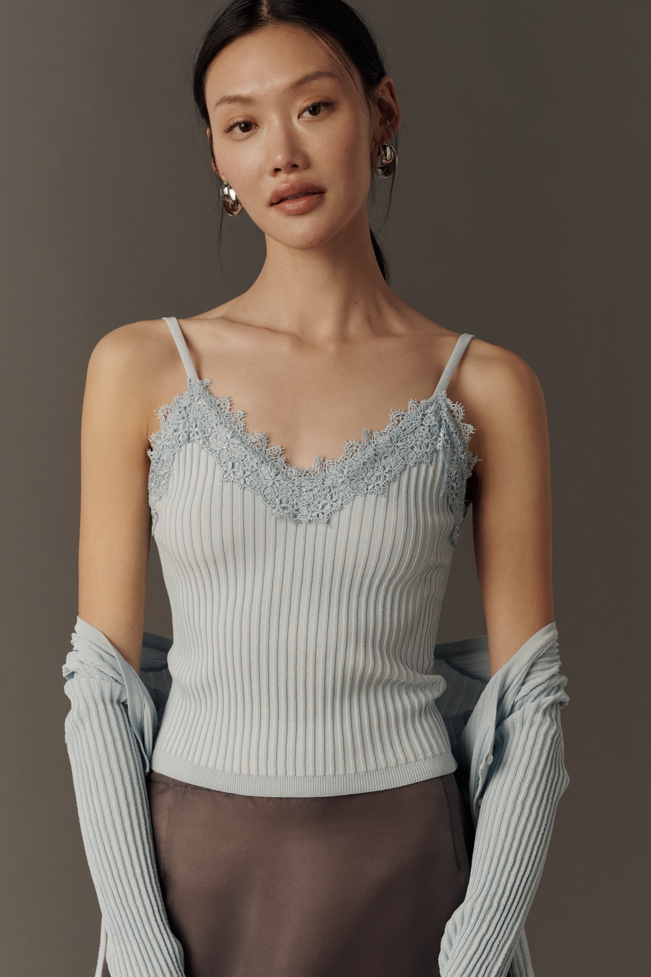 By Anthropologie Femme Lace Sweater Tank