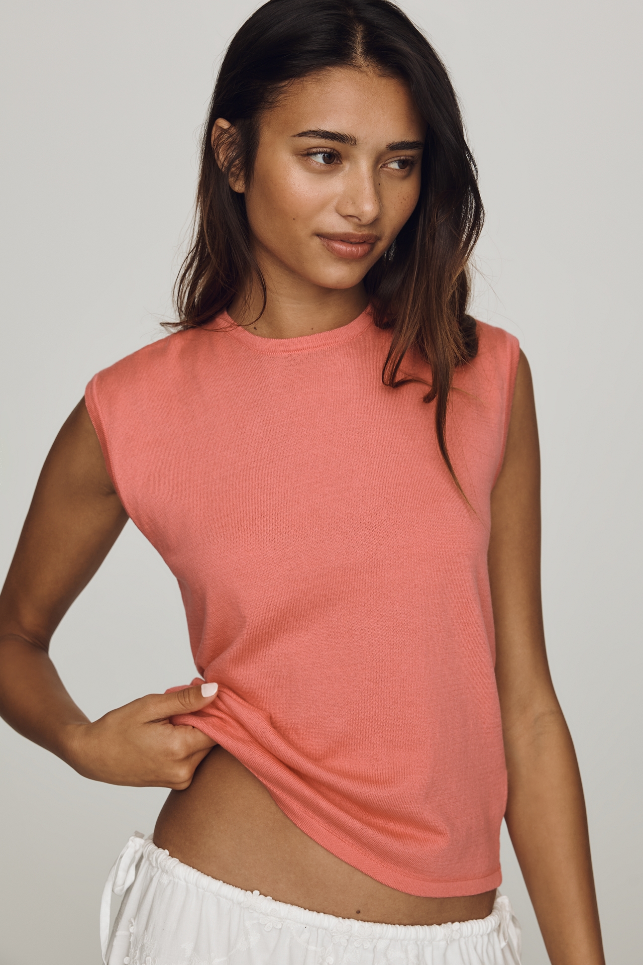 Maeve Crew-Neck Cotton Sweater Tank