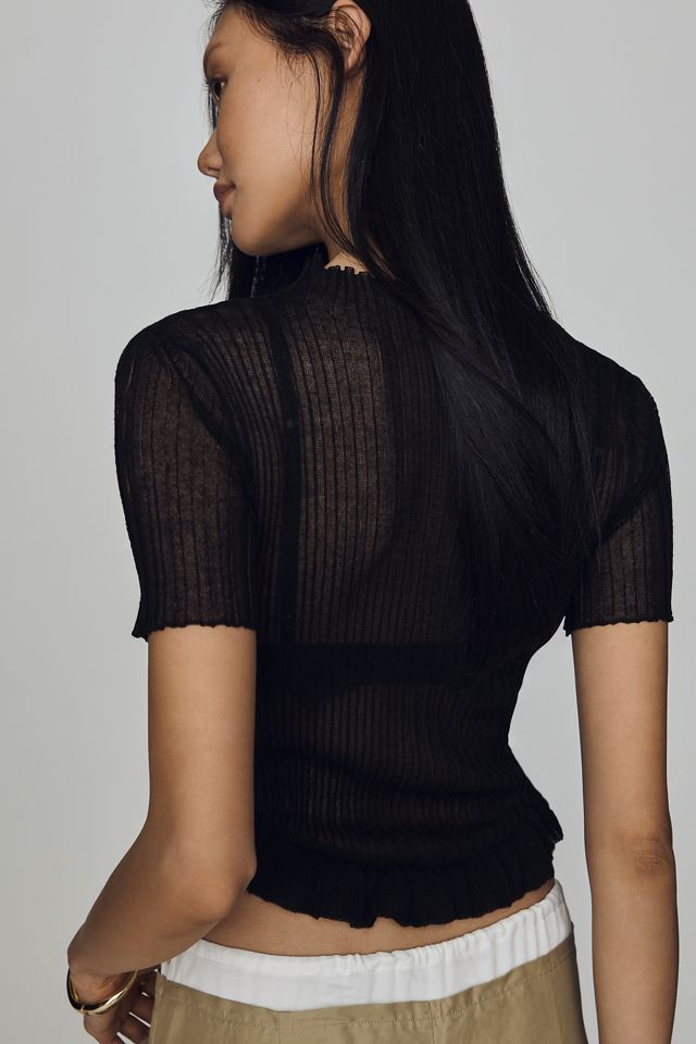 By Anthropologie Semi-Sheer Ruffle-Hem Sweater #2
