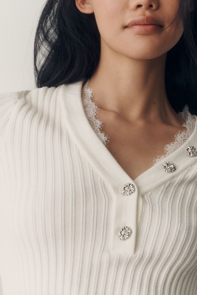 Maeve Lace-Trim Sweater #1