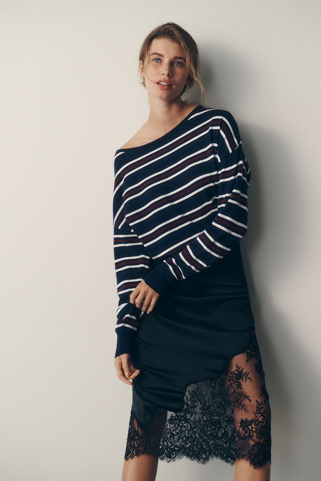 Pilcro Striped Boat-Neck Sweater #1
