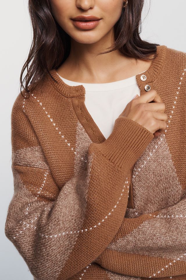 Maeve Cotton Blend Twofer Henley Sweater & Tee  #1