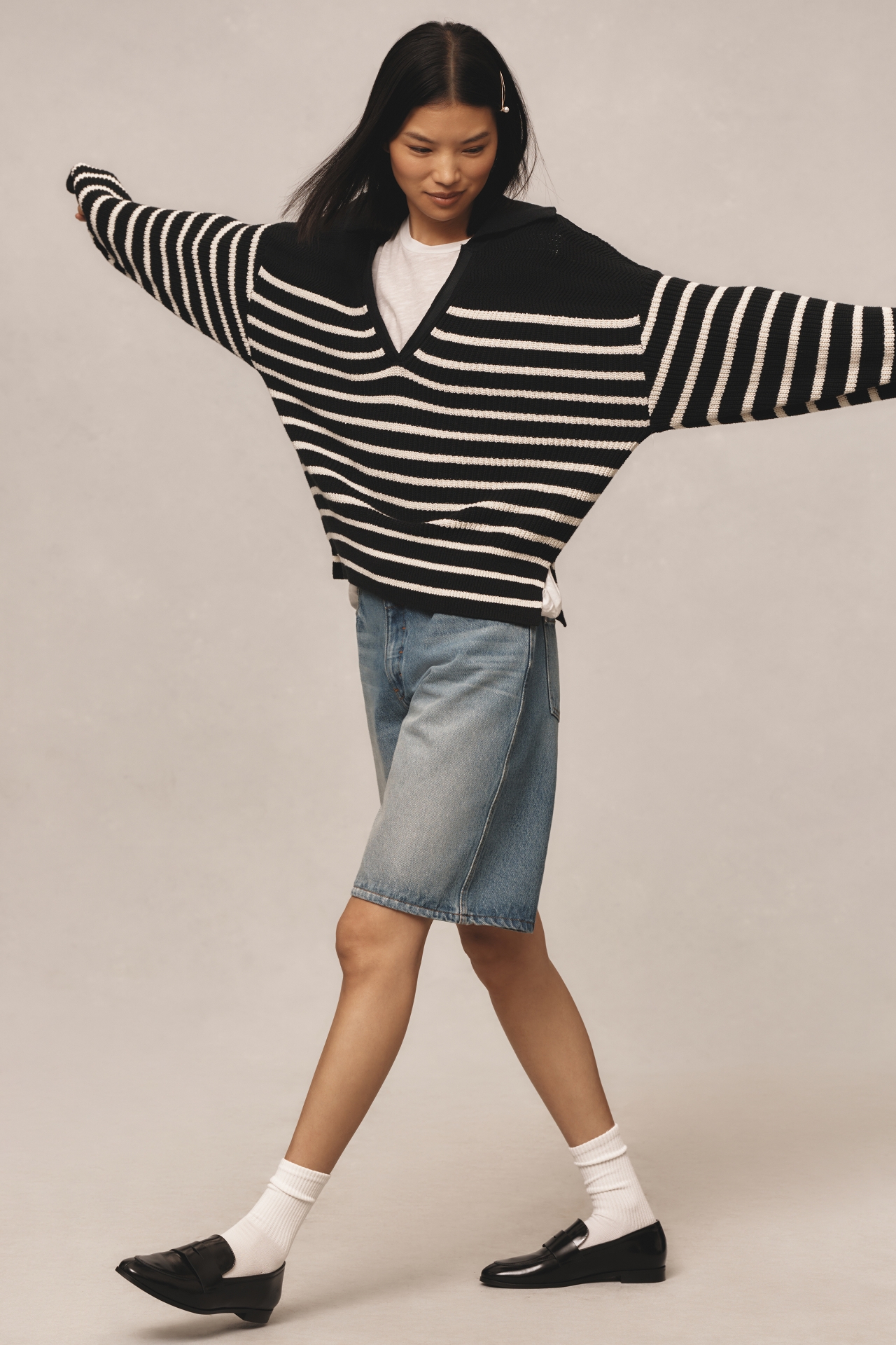 rag & bone Jen Striped Polo Sweater