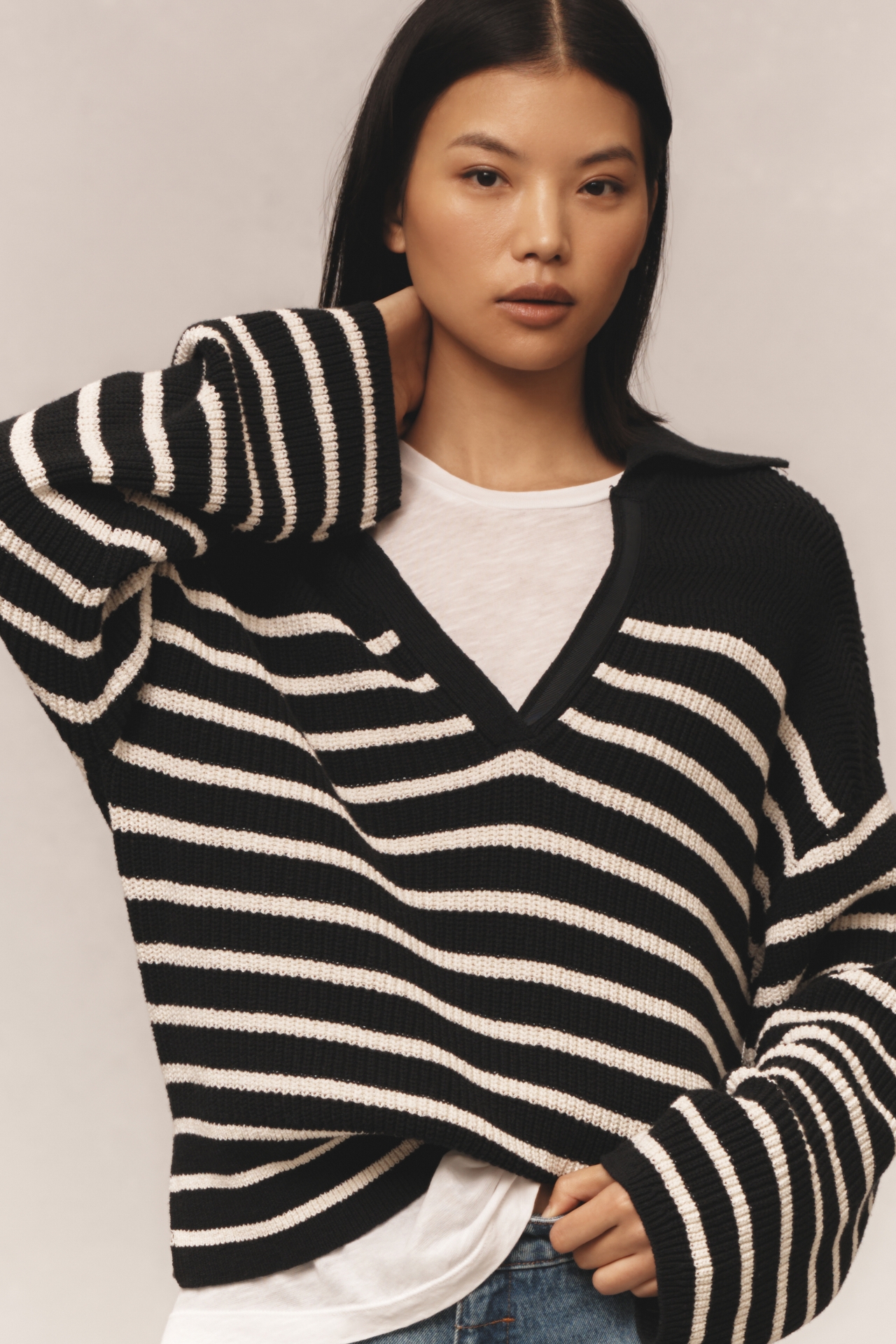 rag & bone Jen Striped Polo Sweater