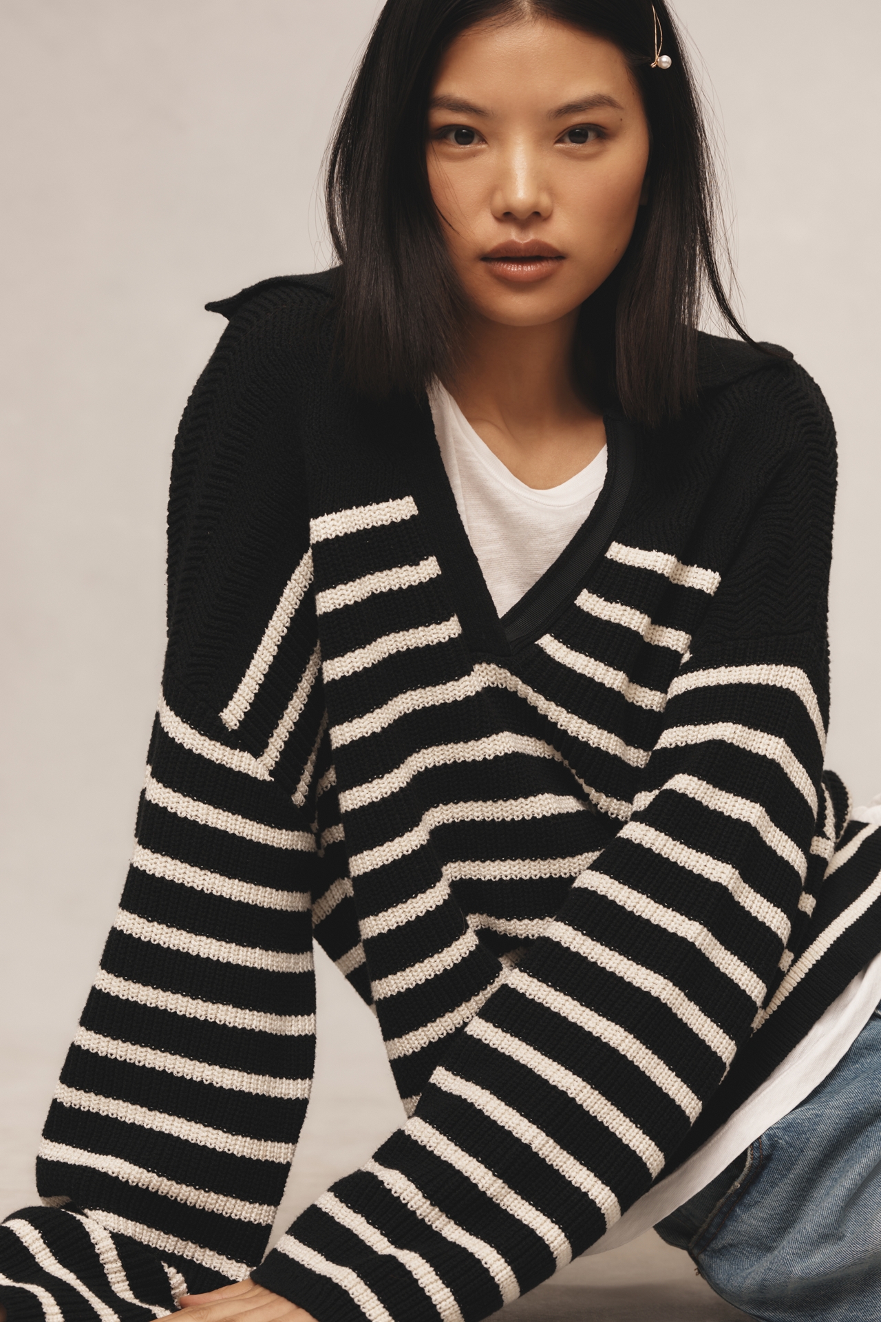 rag & bone Jen Striped Polo Sweater