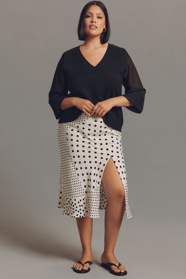 Eloquii Plus Chiffon-Sleeve V-Neck Sweater #2