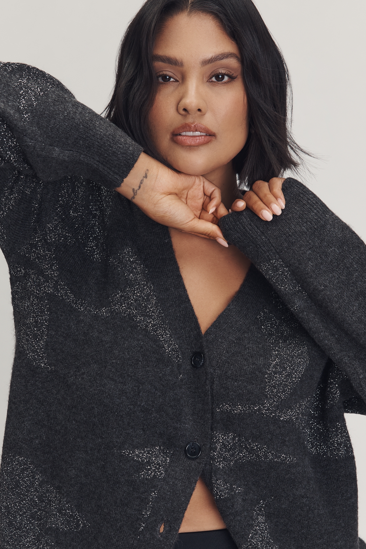 Eloquii Plus Intarsia Cardigan Sweater