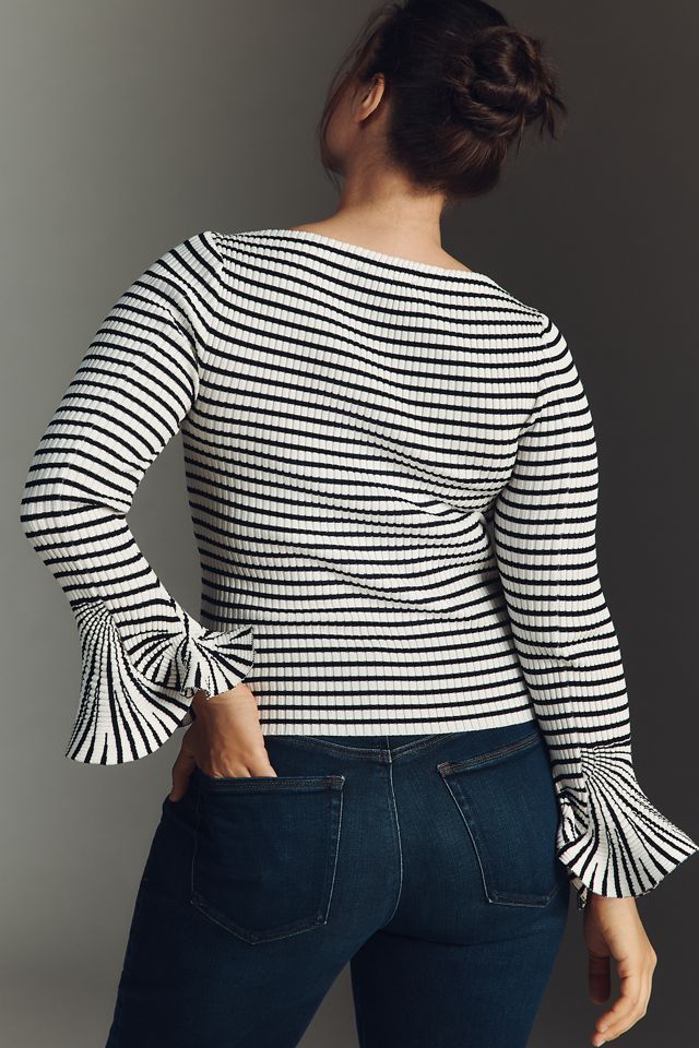 Eloquii Plus Long-Sleeve Boat-Neck Stripe Top #3