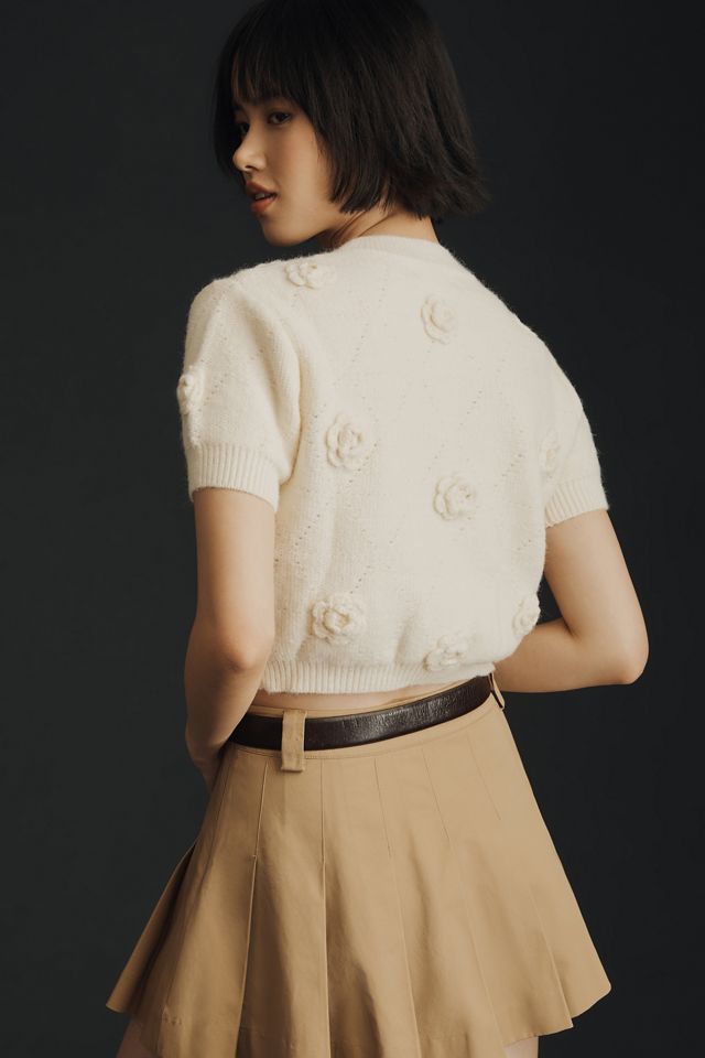 MABLE Short-Sleeve Rosette Sweater #1